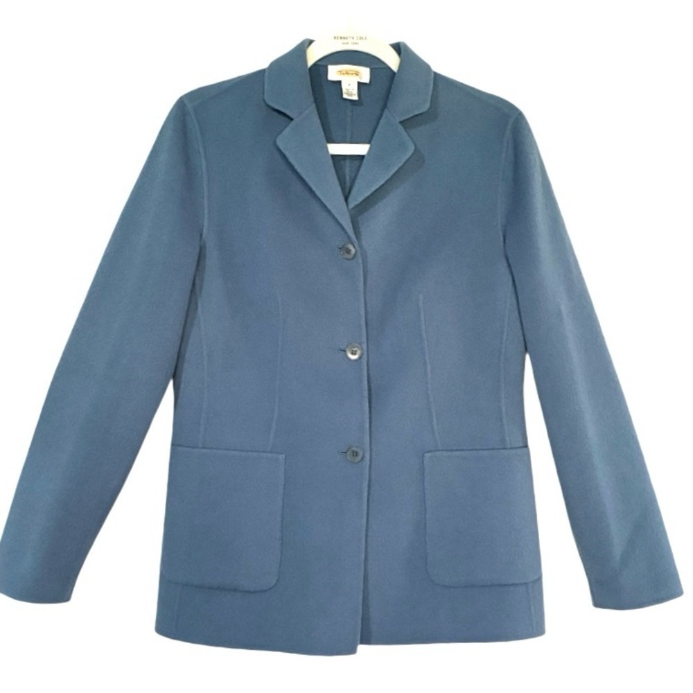Talbots Wool Blazer 3 Button Patch pocket Soft 100% wool Medium blue Size 6